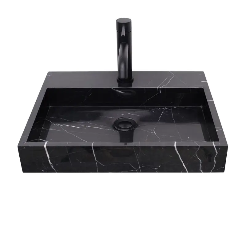 Lavabo George de mármol negro - Con orificio para grifo