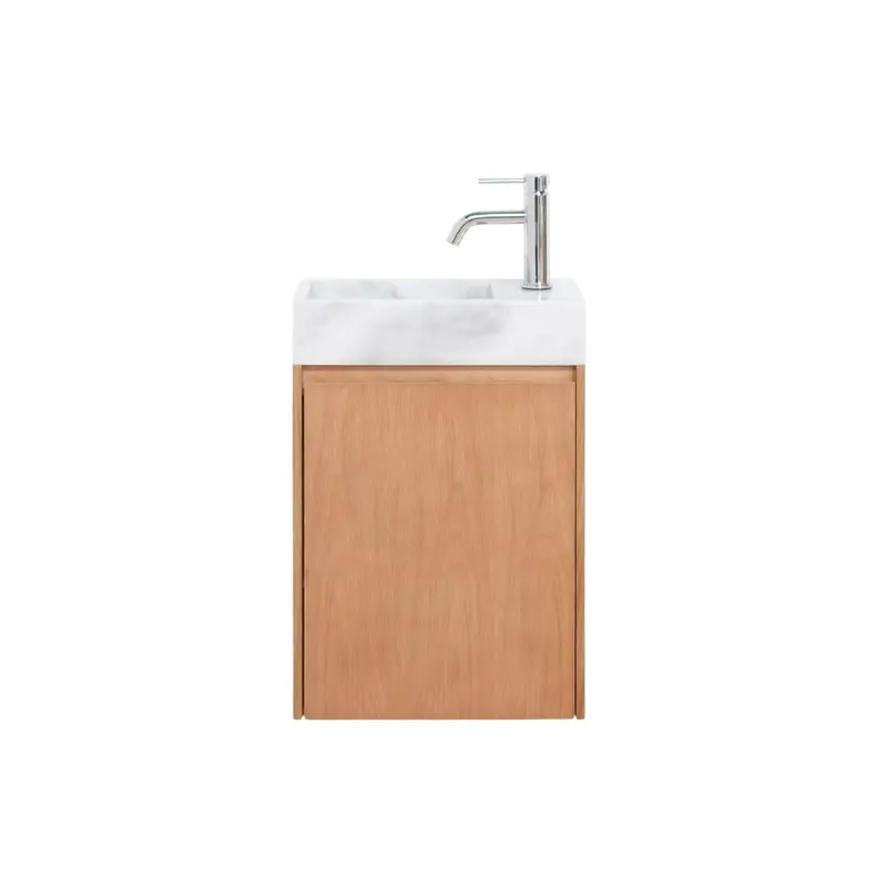Lavamanos con mueble Krabi - Roble - Mármol blanco