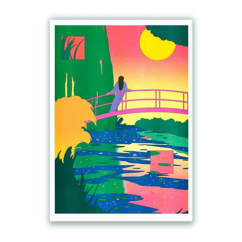 Le Bassin aux nymphéas, harmonie rose Maria Medem Risografía A3