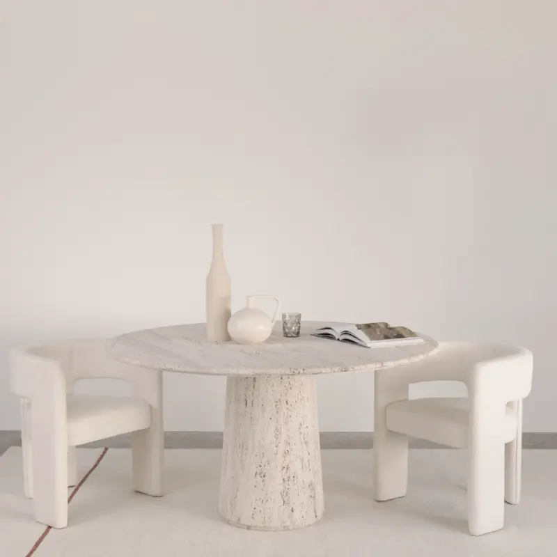 Legna - Mesa Redonda - Travertino - Blanco