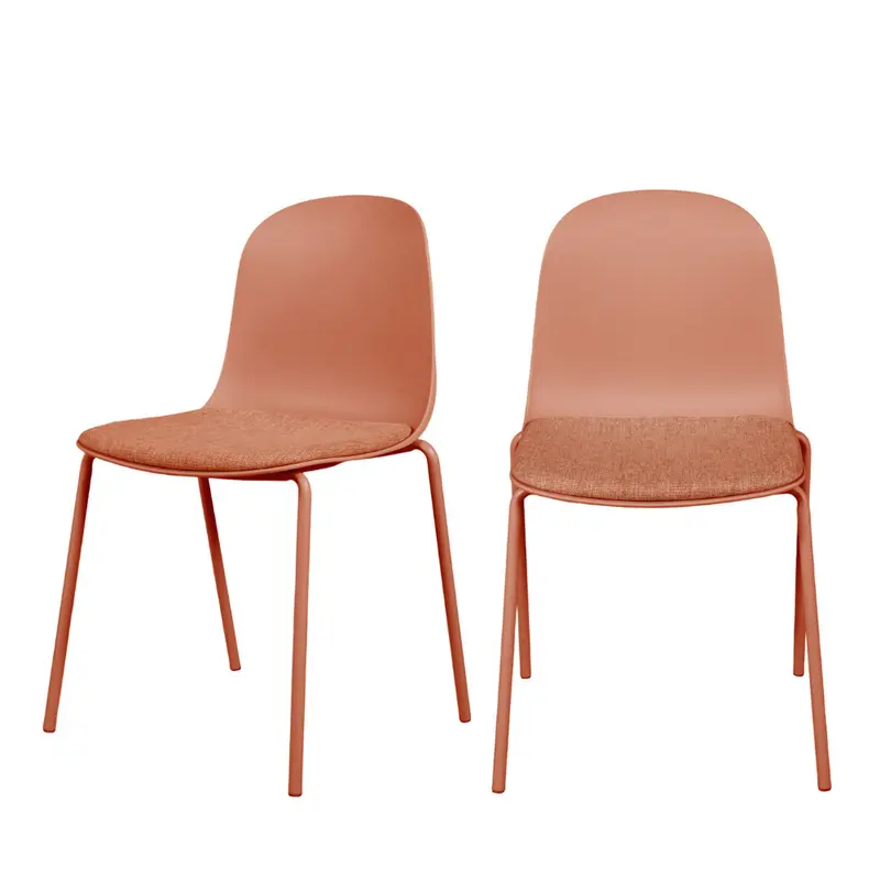 Linda - Lote de 2 sillas de tela y metal con patas terracota