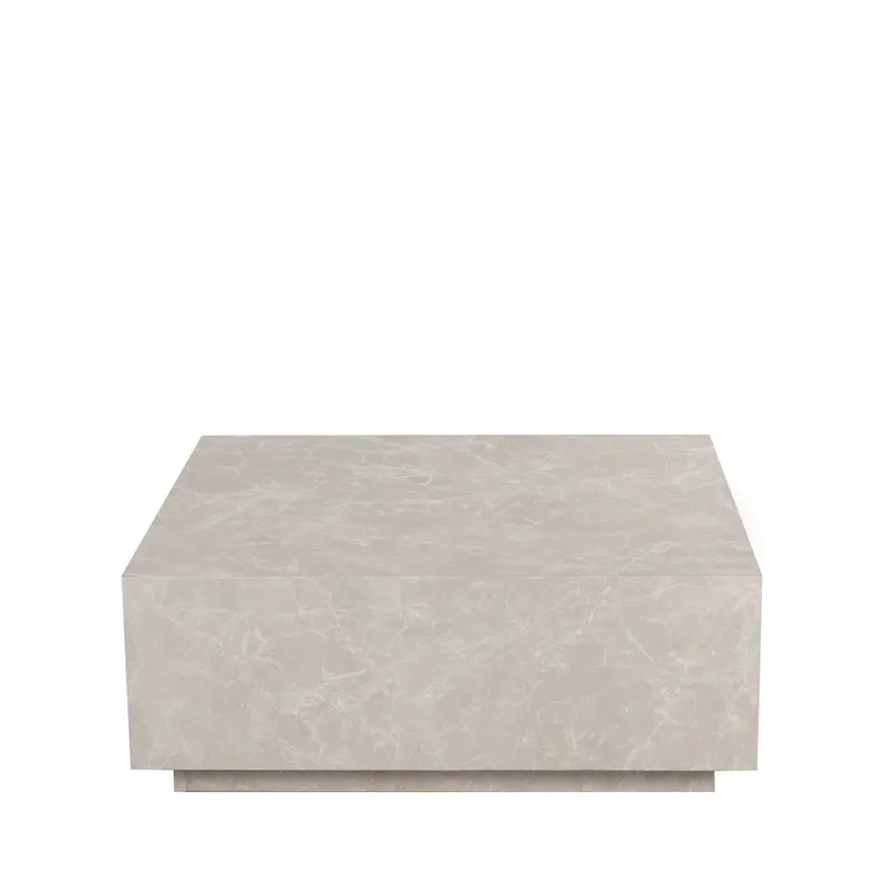 LIPANI - Mesa baja cuadrada efecto mármol 90x90cm