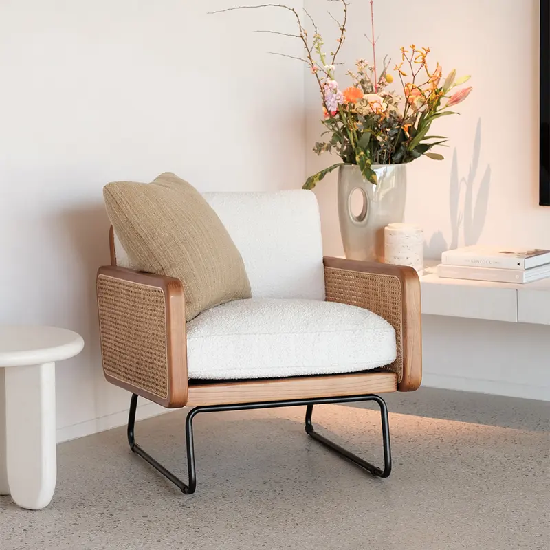 Lisse - sillón - nogal/rotan - tela de peluche