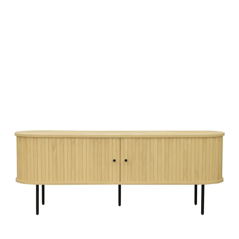 LUCIE - Mueble de TV con puertas correderas de madera y metal L150cm