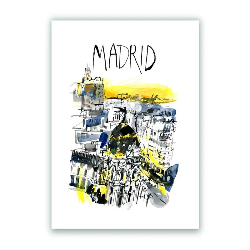 Madrid Gran Vía Atardecer Letras Impresión Giclée