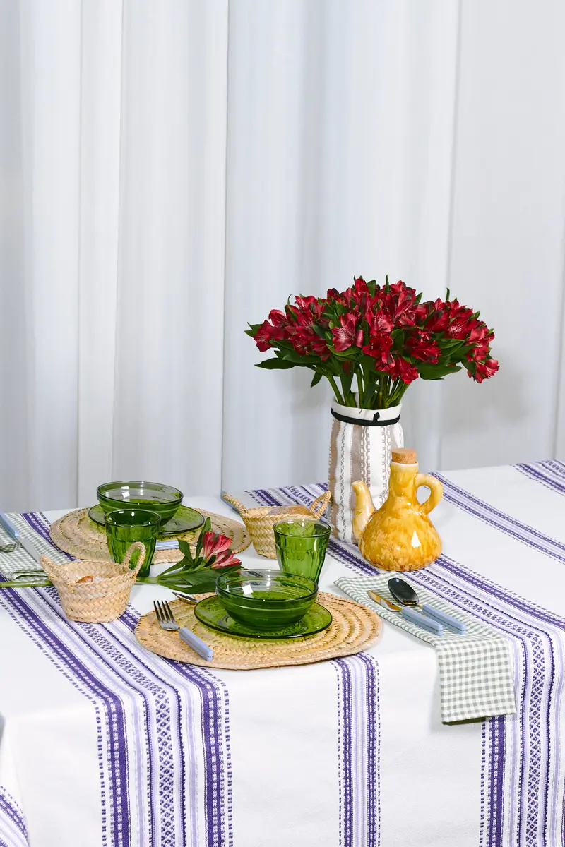 Mantel alpujarra tonos malva