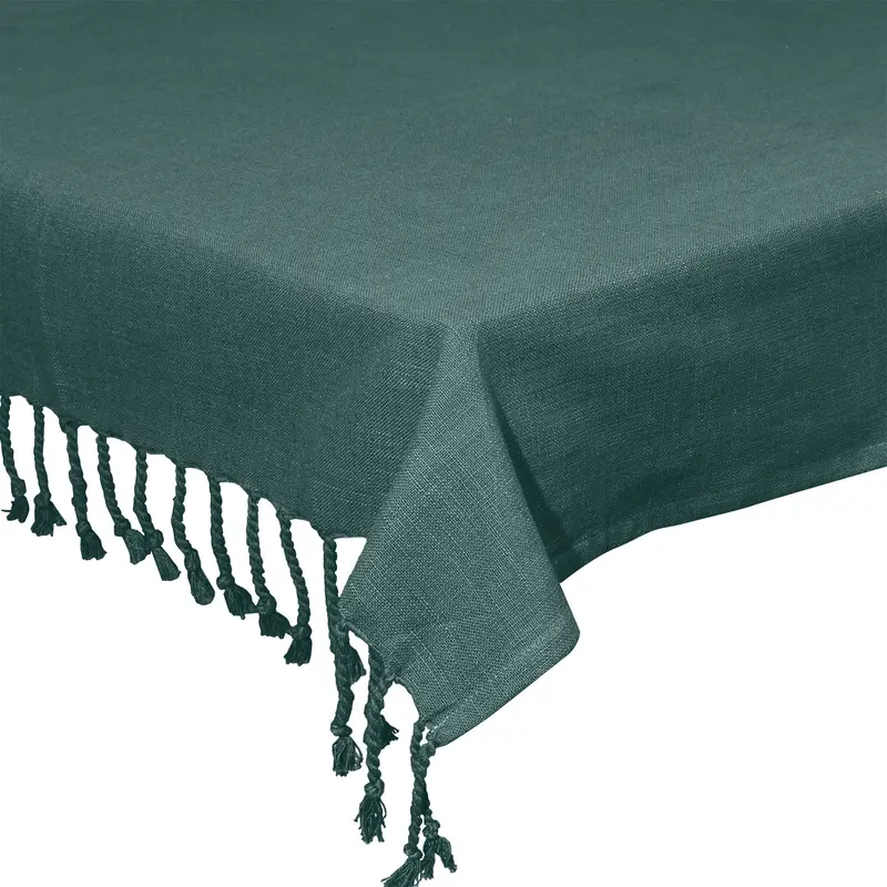MANTEL CON FLECOS VERDE OSCURO 150×300CM
