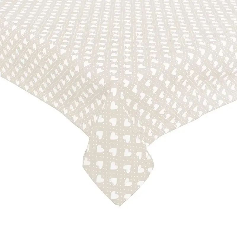 MANTEL CORAZONES BEIGE 140x140 CM