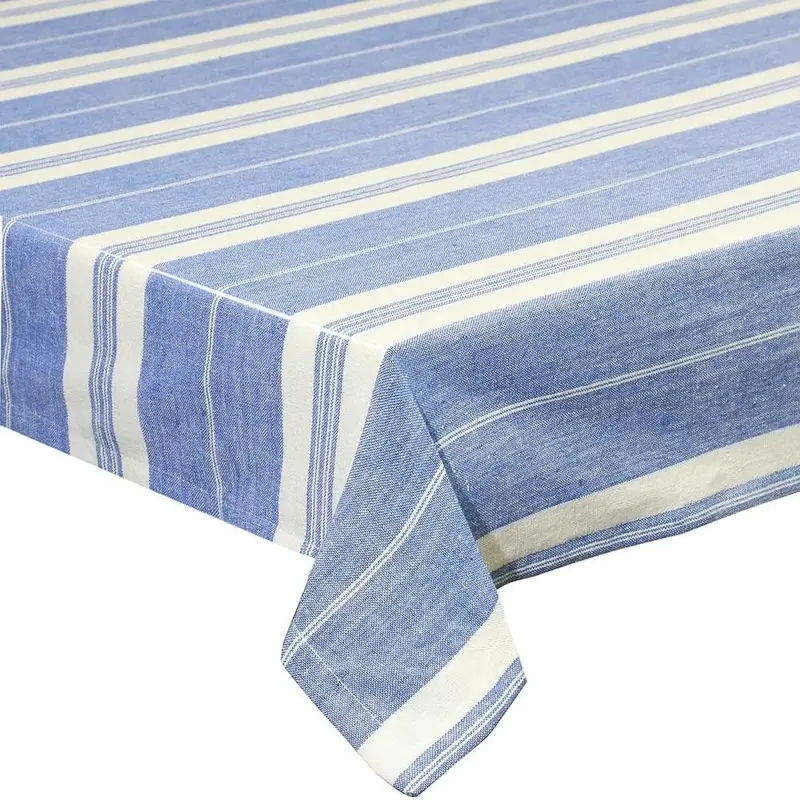 MANTEL DE ALGODÓN A RAYAS AZUL
