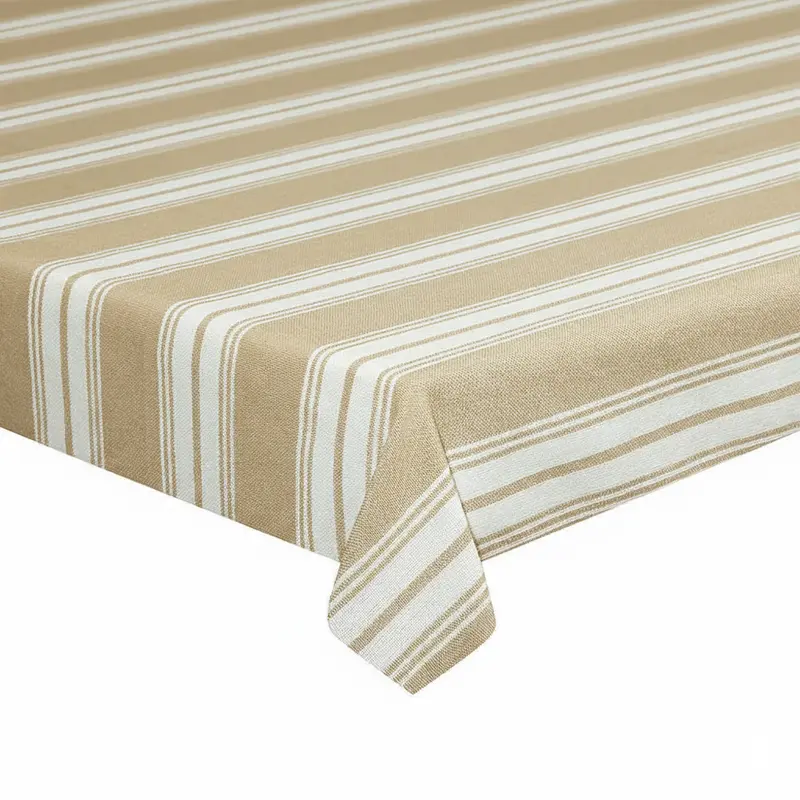 MANTEL DE ALGODÓN A RAYAS BEIGE