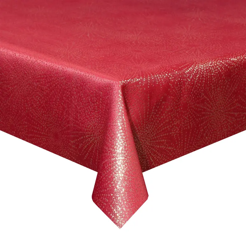 MANTEL ROJO CON DETALLES DORADOS BRILLANTES