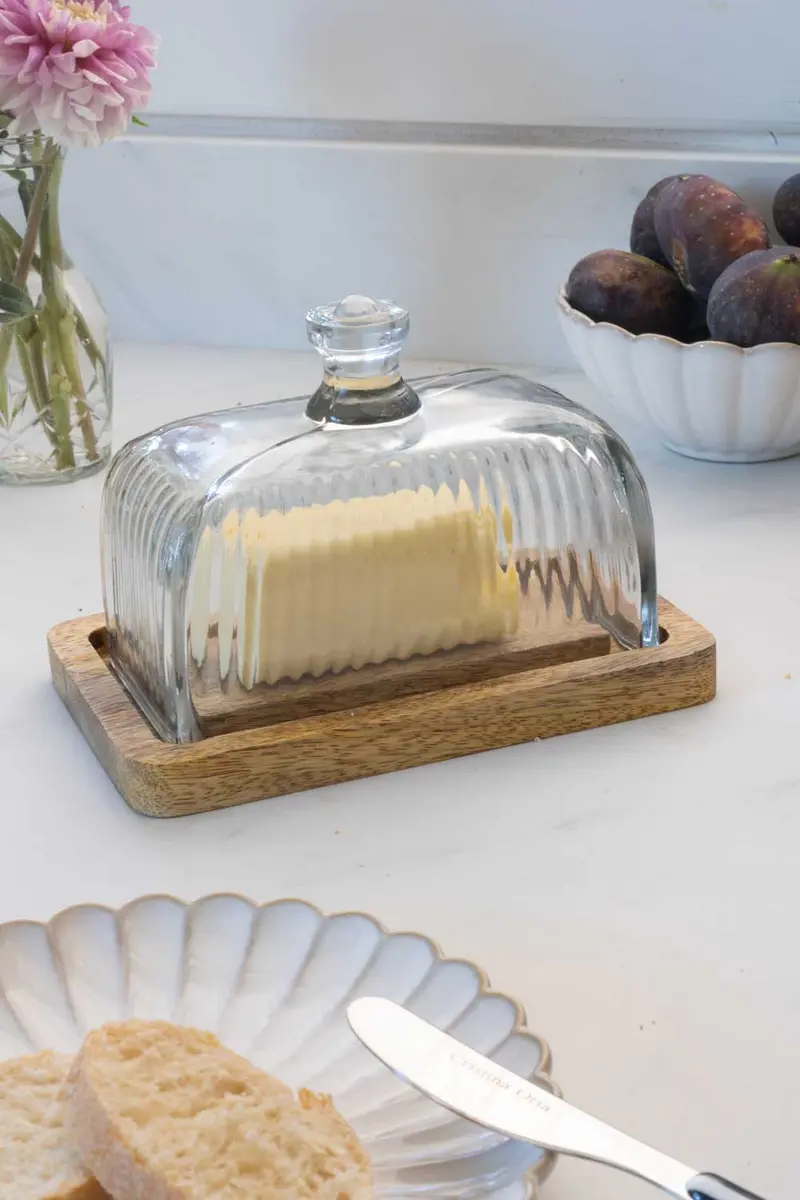 Mantequillero Con Tapa De Cristal Tallada