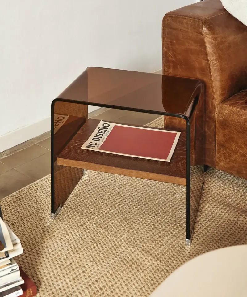 Mesa Auxiliar de Cristal Templado Aris (47x45 cm)