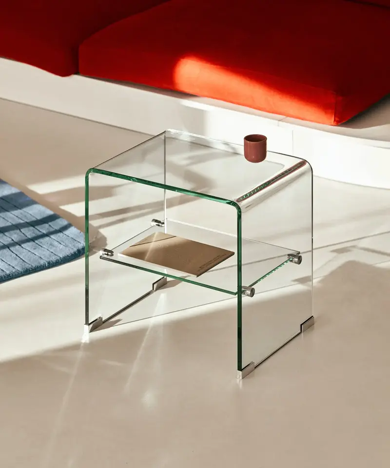 Mesa Auxiliar de Cristal Templado Siena (47x45 cm)