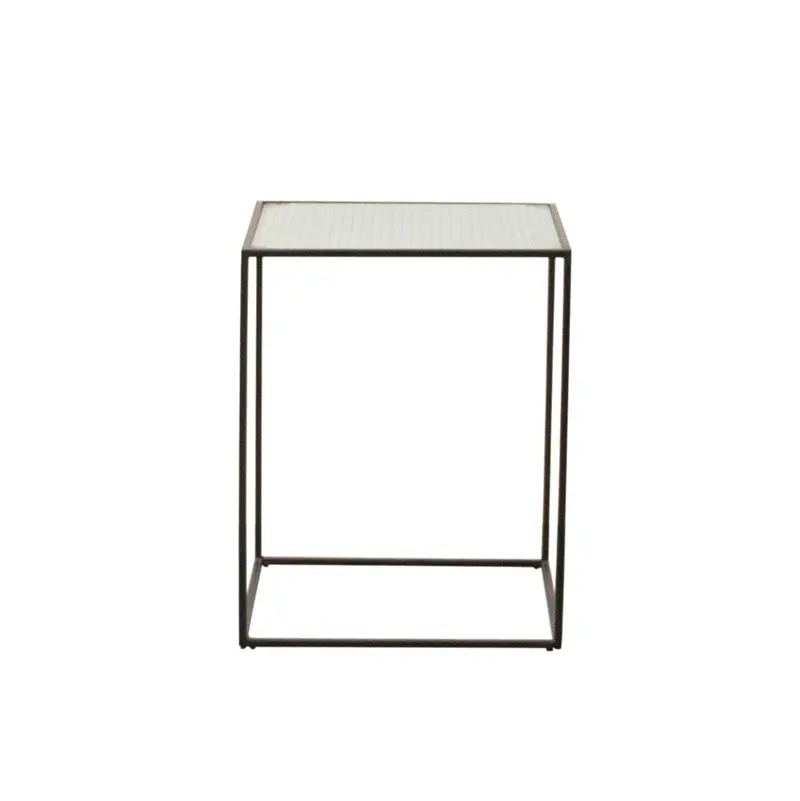 Mesa auxiliar de vidrio - Annaliz - Vidrio/Metal negro - 40×40×50cm