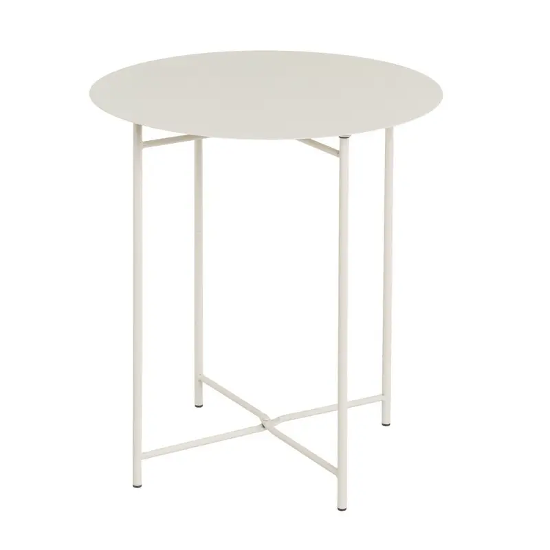 Mesa auxiliar redonda de tubo metálico beige de 40x40x45 cm