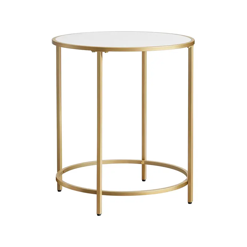 Mesa Auxiliar Redonda Dorado y Blanco