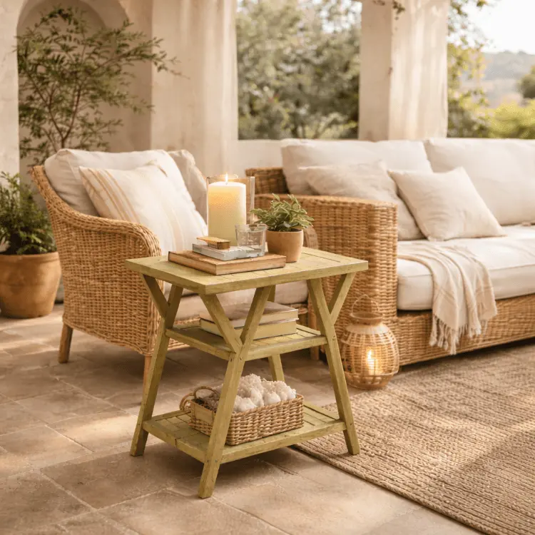 Mesa auxiliar vintage de madera Noah