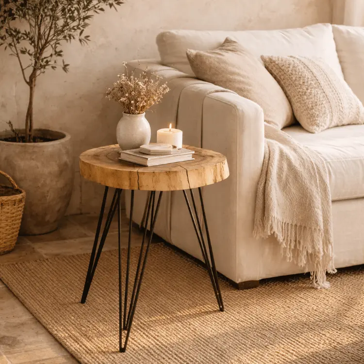 Mesa auxiliar vintage Tronc madera natural
