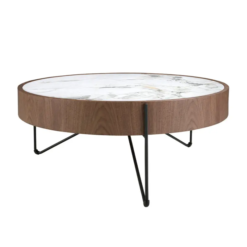 Mesa centro de diseño circular mármol porcelánico