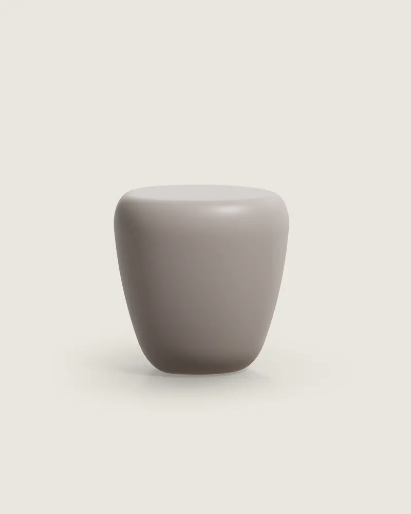Mesa centro salón comedor ovalada alta microcemento calidad premium pequeña gris oscuro Oasis