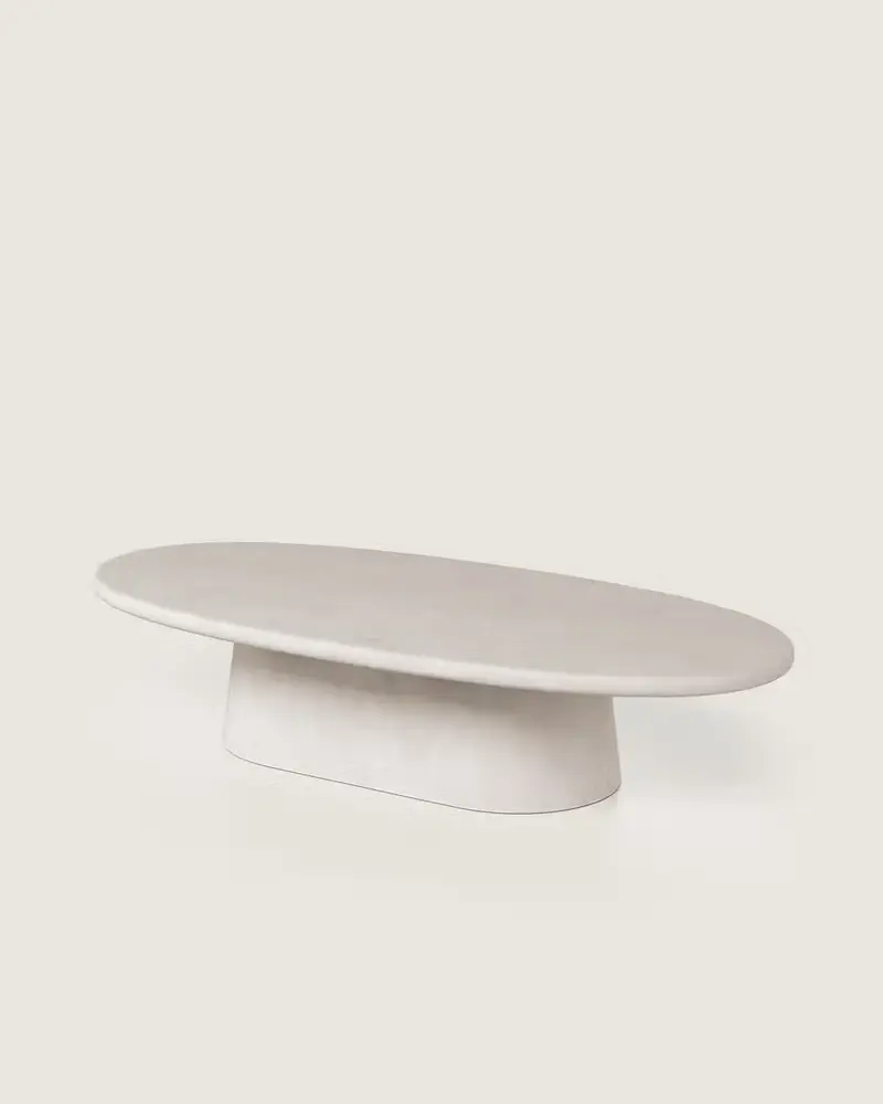 Mesa centro salón comedor ovalada microcemento calidad premium grande gris Ganges