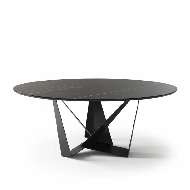 Mesa comedor de diseño circular modelo Adaratd Tapa Cristal