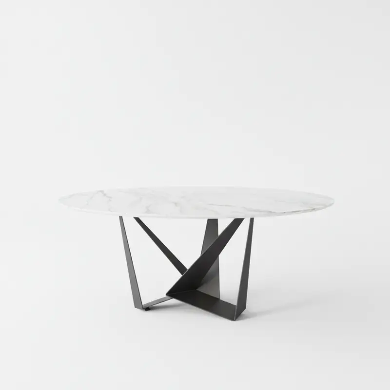 Mesa comedor de diseño circular Modelo Adaratd Tapa Porcelanico