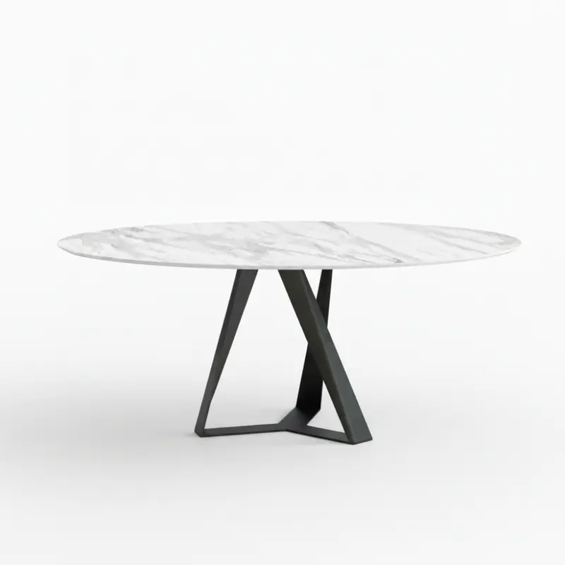Mesa comedor de diseño circular Modelo Tryp Tapa Porcelanico
