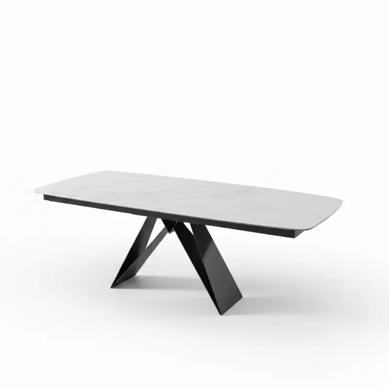 Mesa comedor de diseño extensible modelo IN-YKK tapa porcelánico