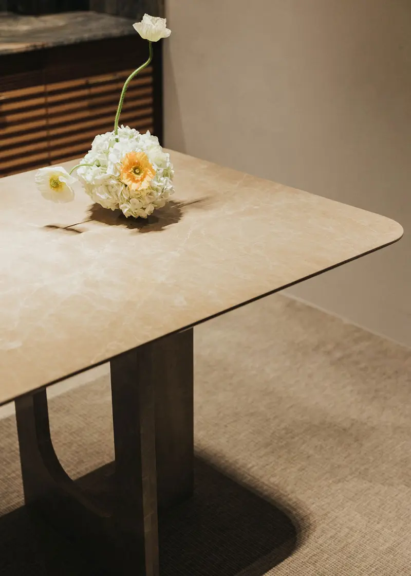 Mesa comedor de mármol emperador rectangular