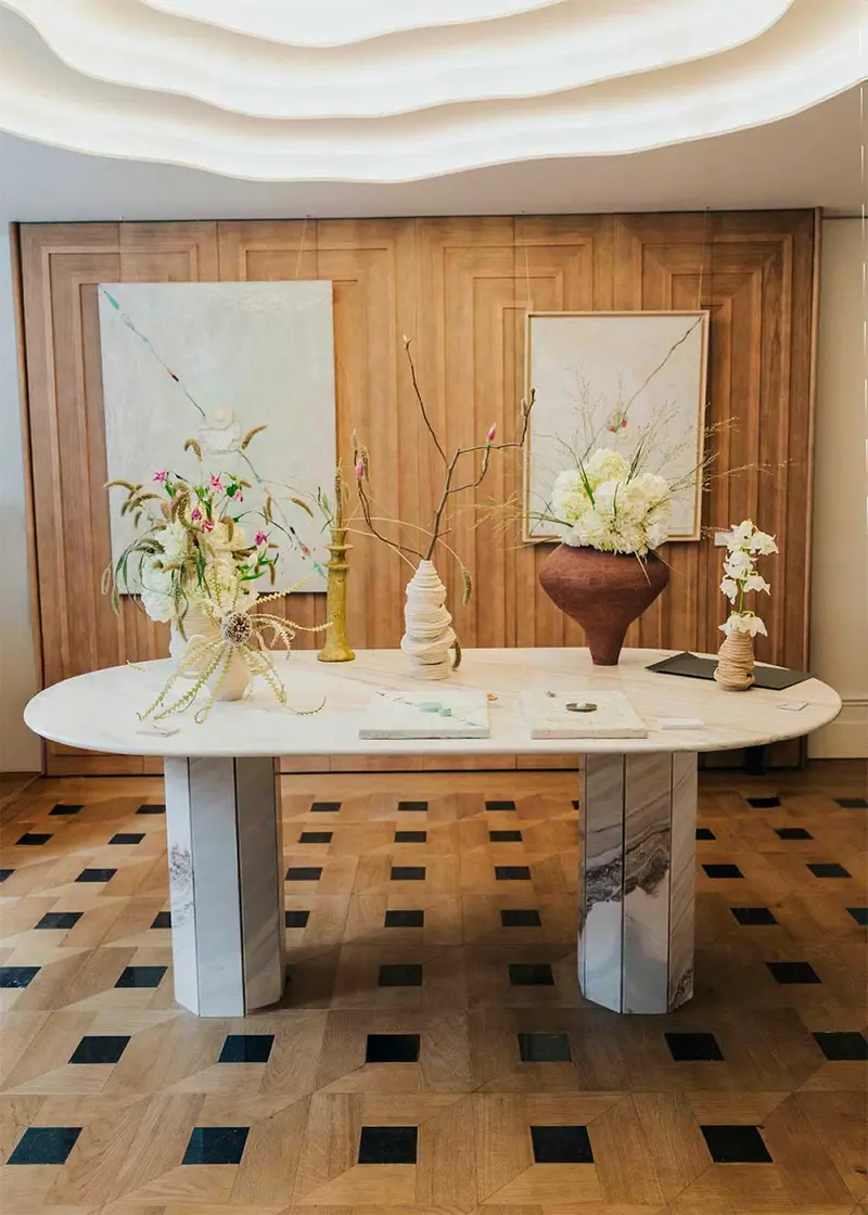 Mesa comedor de mármol palisandro blanco