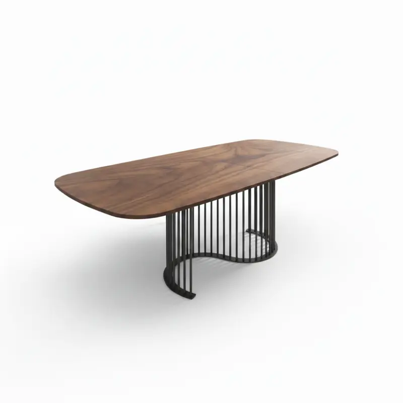 Mesa comedor extensible de diseño Modelo Nilo tapa nogal