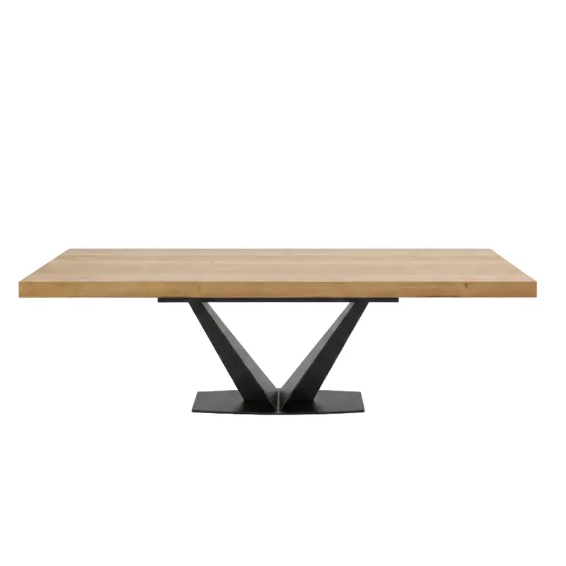 Mesa comedor extensible de diseño modelo Rebeca Pie Noelia tapa roble