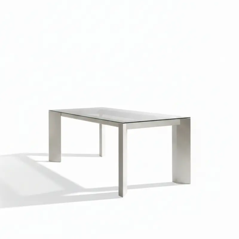 Mesa Comedor Fija o Extensible Tapa dde Vidrio Patas Lacadas