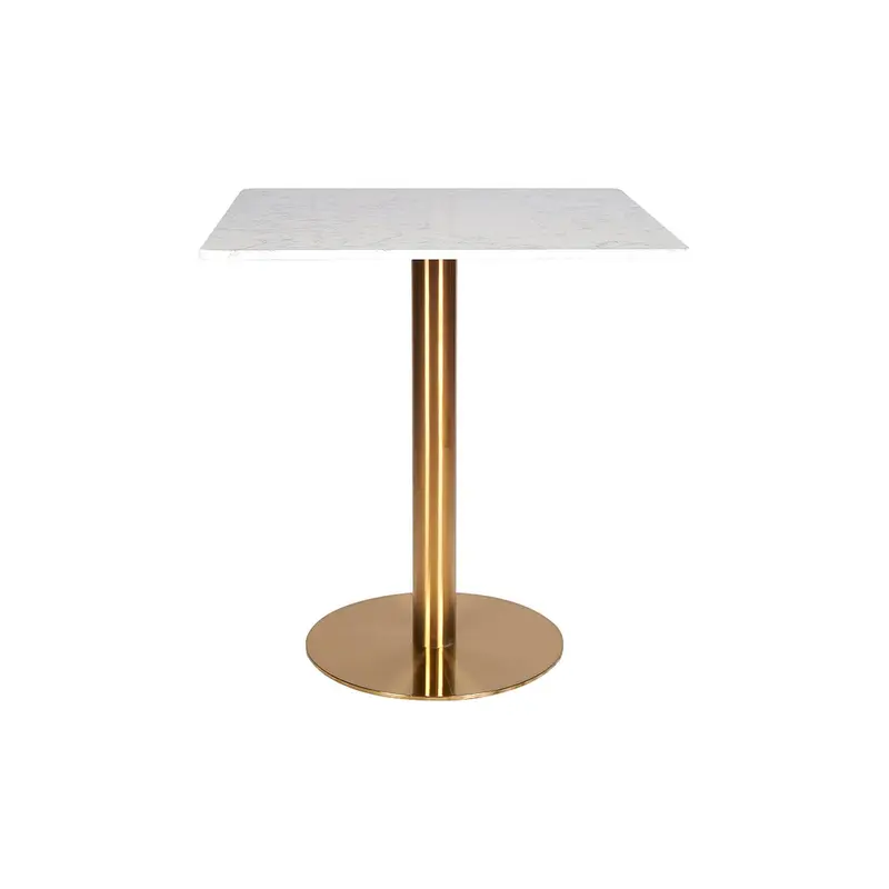 Mesa comedor inox dorada tapa cuadrada  mármol blanco/negro 60-70 cm