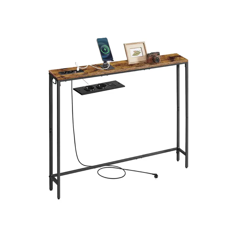 Mesa consola de madera con enchufe para entrada y salón