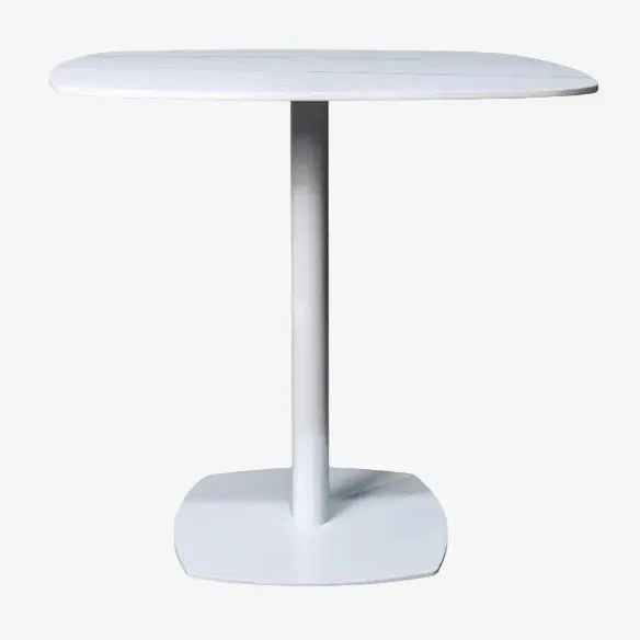 Mesa de bar acero blanco  y piedra sinterizada 70-80 cm Aranda