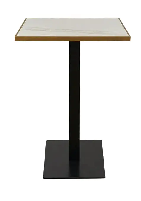Mesa de bar alta cuadrada 70x70 borde dorado Lisboa