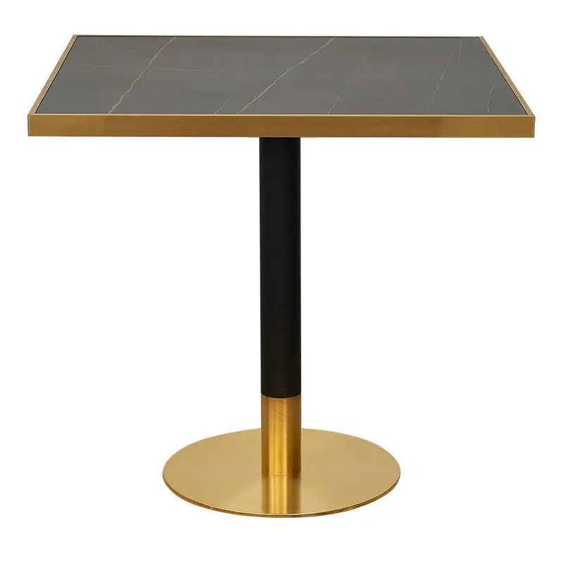 Mesa de bar inox dorado negro piedra sinterizada 70-80 cms