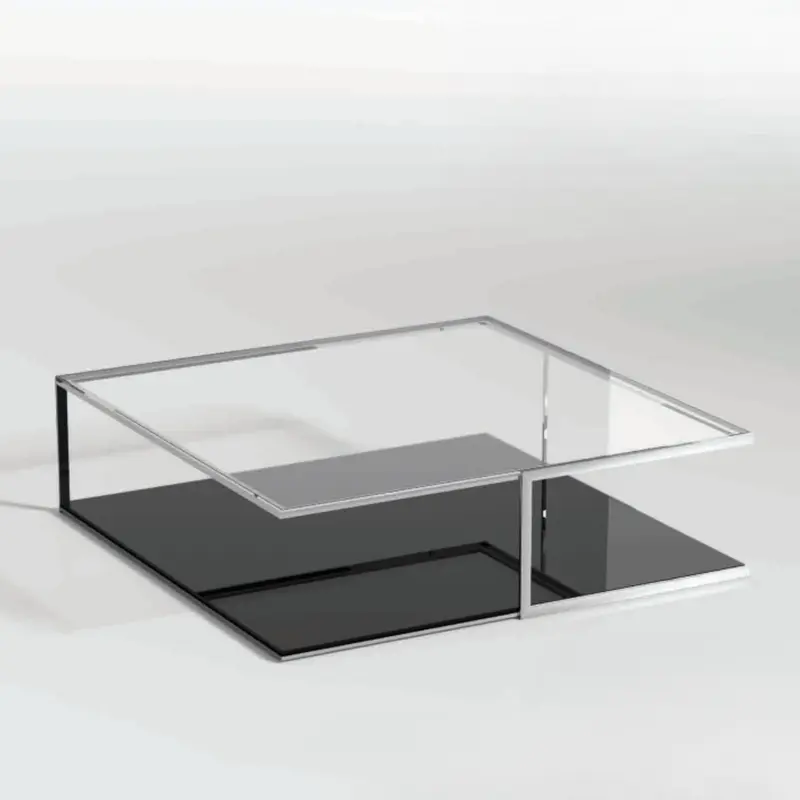 Mesa de centro Acero y Cristal con Base Lacada Modelo 3750