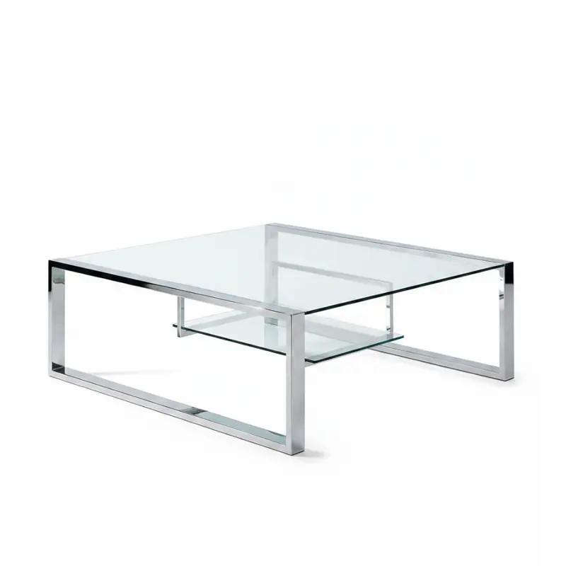 Mesa de centro con tapa cristal y revistero flotante Modelo 3600