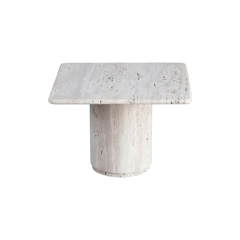 Mesa de centro cuadrada - Lyon - Alta - Travertino blanco
