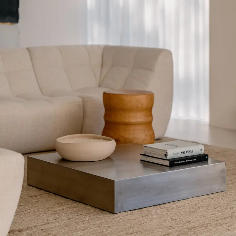Mesa de centro cuadrada Sienna - 80 cm - Acero inoxidable