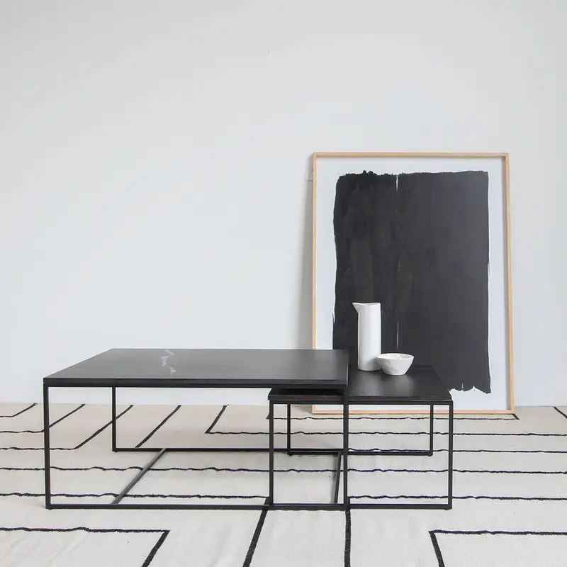 Mesa de centro de cerámica - Miles - Cerámica negra - 55×55×35cm