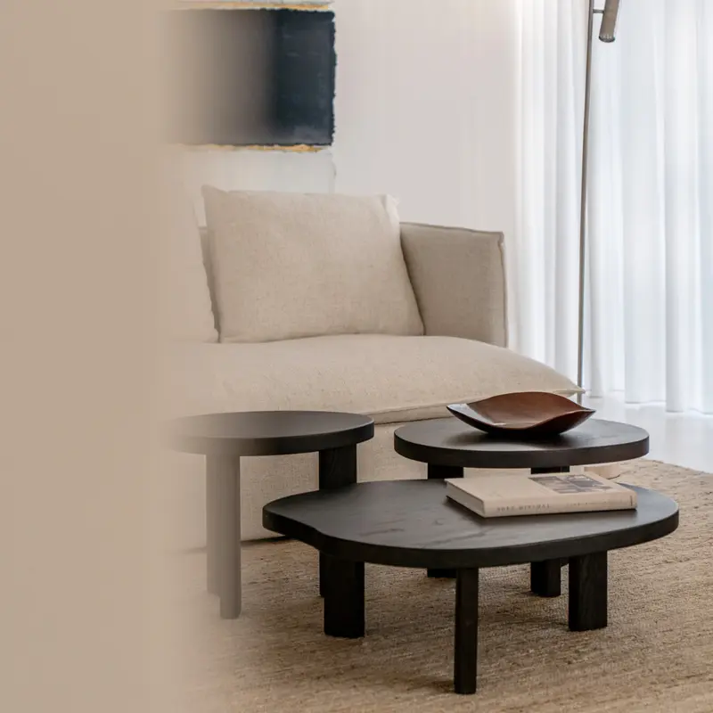 Mesa de centro Eden - Madera ahumada - Orgánico - 80 cm - Grande