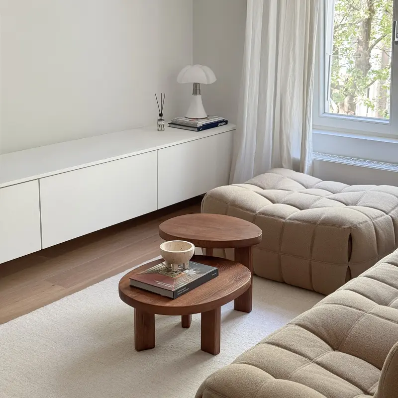 Mesa de centro Eden - Madera de fresno - Nogal oscuro - Ovalada - 60 cm - Mediana