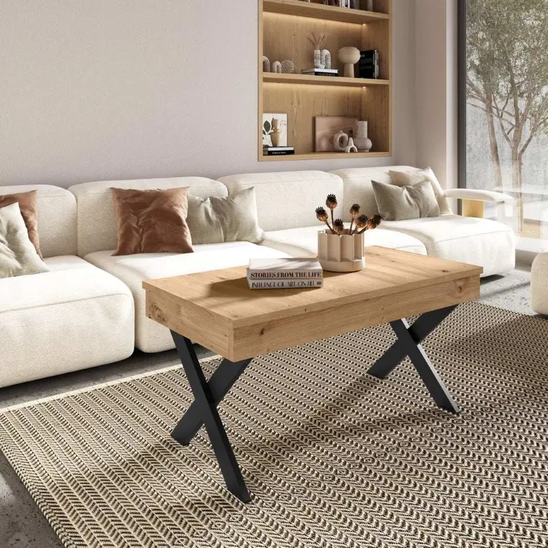 Mesa de centro elevable patas metálicas GALA