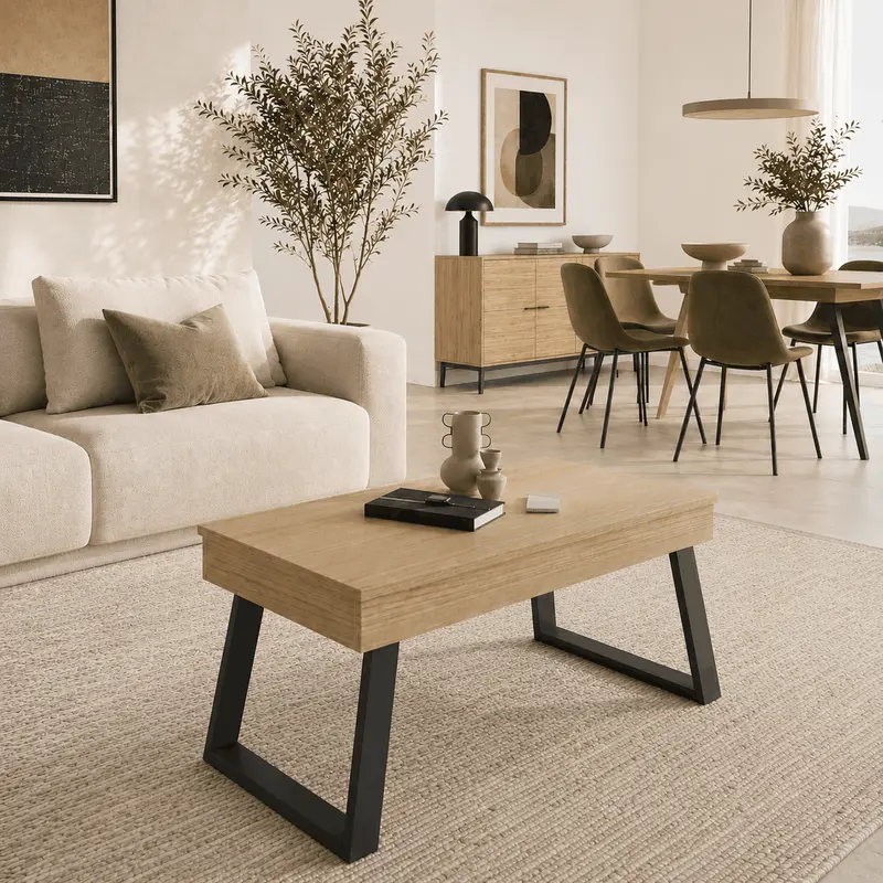 Mesa de centro elevable patas metálicas mod. ISABELLA