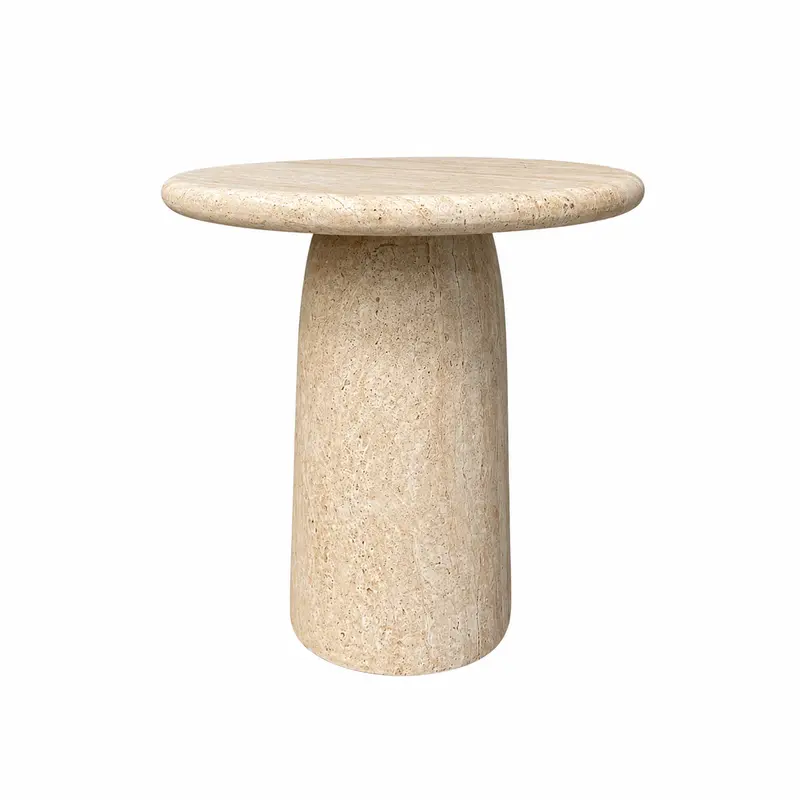 Mesa de centro exterior Eze - D50 H50 - Policompuesto - Travertino blanco